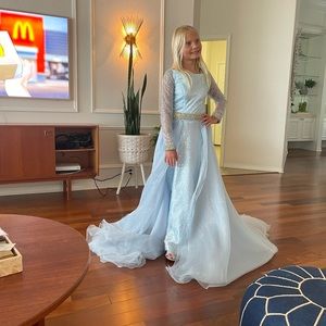 Pale Cinderella blue custom pageant dress girls size 10.